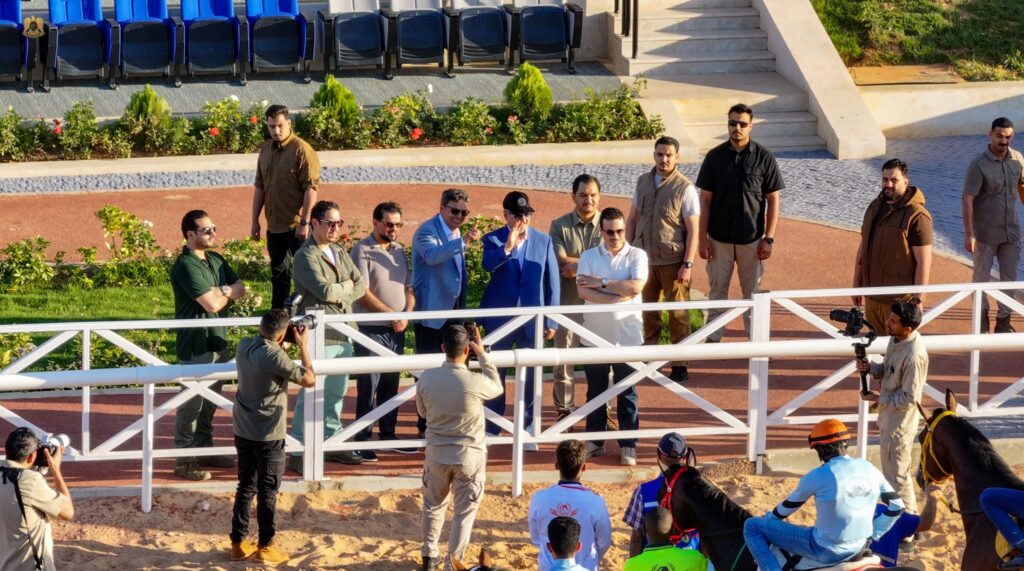 Commander-in-Chief of LNA Field Marshal Khalifa Haftar inspects preparations for upcoming Equestrian Championship that will take place in Benghazi on 23 and 24 May, 18 May 2025. (LNA photo)