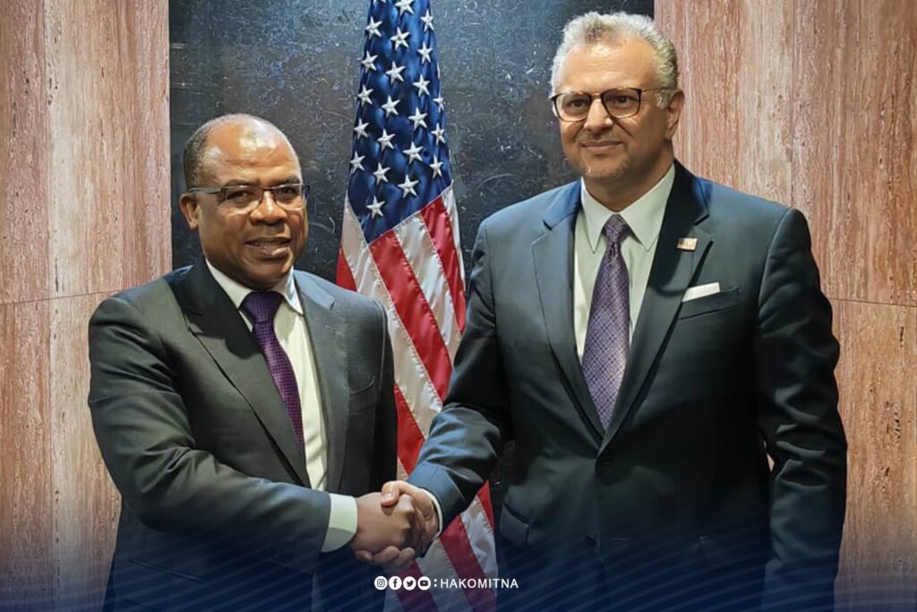 Libya's Minister of Oil Khalifa Abdulsadeq, Left, and the US Special Presidential Envoy for Middle East Affairs Massad Boulos meeting in Washington, 11 August 2025. (GNU photo)