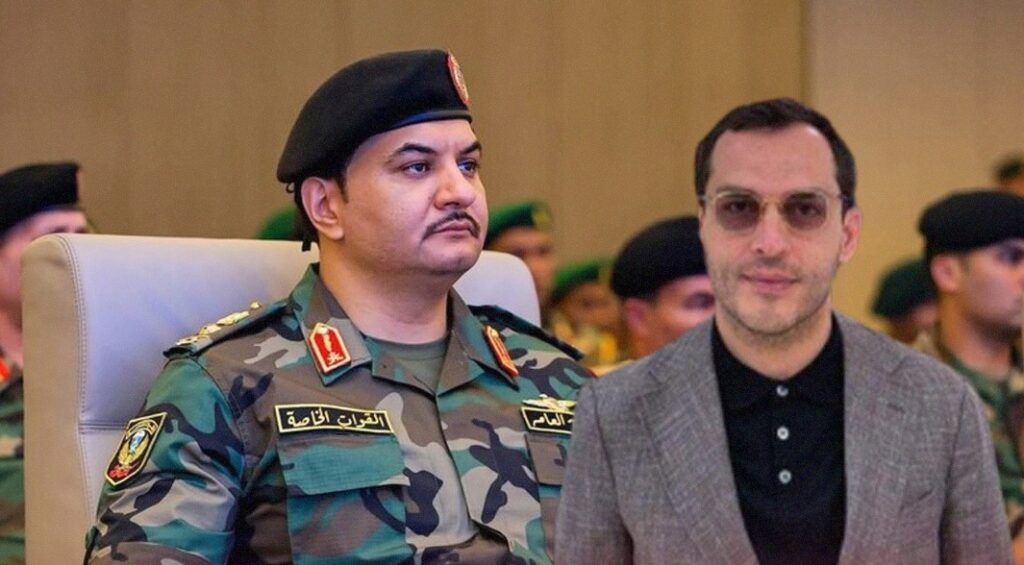 Deputy Commander-in-Chief of the Libyan National Army Lieutenant General Saddam Haftar, Left, and Ibrahim Dbeibeh, GNU's advisor, held meeting in Rome, 2 August 2025. (Internet photo)