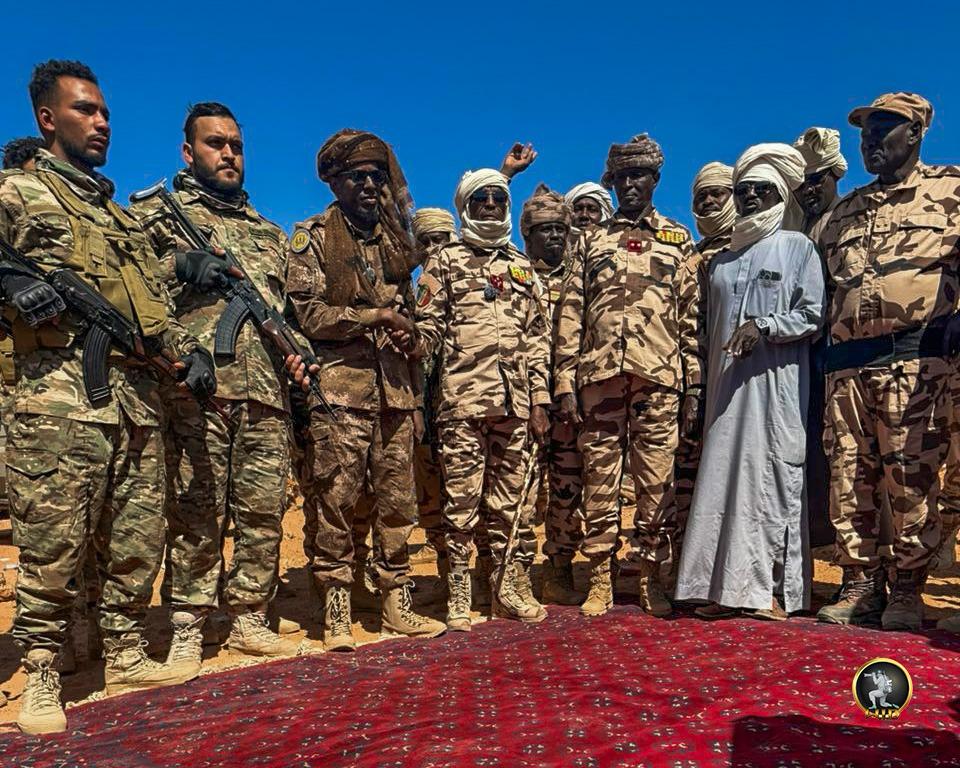 Libyan officers from the Desert Patrols of Subul Al-Salam Battalion along with their counterparts from the Chadian Army announcing the formation of the Joint Force to secure shared border, 13 November 2025. (LNA photo)